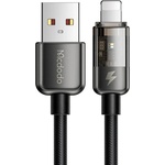 Mcdodo Кабел за данни - Mcdodo (CA-3140) - USB-A → Lightning, 3A, прозрачен дизайн, Auto Power Off, 1.2m - Черен