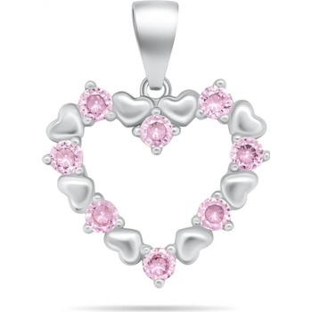 Brilio Silver Nežný strieborný prívesok s ružovými zirkónmi PT19WP