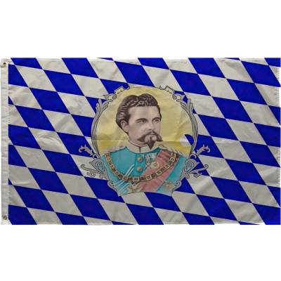 Vlajka bavorský kráľ Ľudovít II. Bavorský 30 x 45 cm na drevenej tyčke