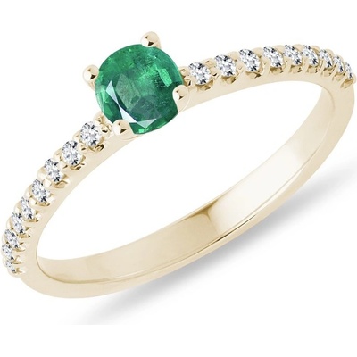 Klenota prsten s diamanty a smaragdem ve žlutém zlatě k0285023