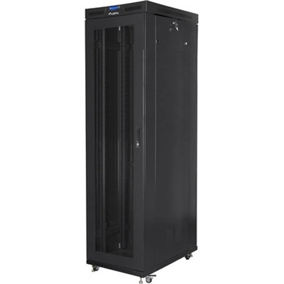 Lanberg Комуникационен шкаф Lanberg FF01-8047-23BL, 19", 47U, 234.4 x 100 x 80 cm, товароносимост до 1200кг, термостат, черен (FF01-8047-23BL)