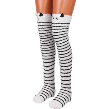 Image 1 of Дамски пухкави 7/8 чорапи в бяло с черно райе