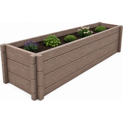 Báča Beton Betonový vyvýšený záhon - imitace dřeva 200 x 80 x 25 cm, Hnědá