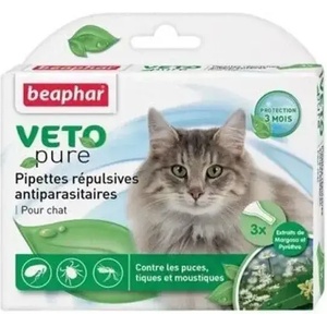  Капки за котка против кърлежи Beaphar Veto Pure Bio Spot On 3 броя
