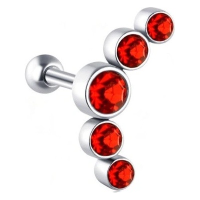 Troli Pozdĺžna oceľová single náušnice s červenými zirkónmi VHLLE00669SR