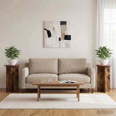 vidaXL Стойка за растения 2 бр. Опушен дъб Ø40 x 60 см (899713)