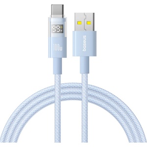 Baseus - Data Cable Display 2 (P10382701311-00) - Бързо зареждане, USB към Type-C, цифров дисплей, 100 W, 1 m - Galaxy Blue