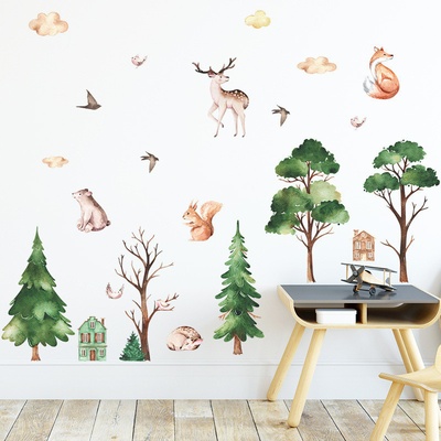 Impresi Samolepka do dětského pokoje Les a zvířátka - 90x29cm 2ks