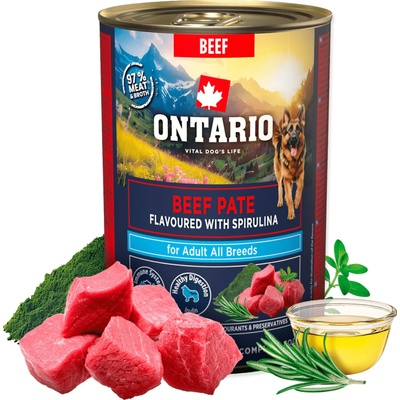 Ontario Adult hovädzie pate s príchuťou spiruliny 400 g