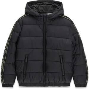GUESS Детско олекотено зимно яке Guess Tape Logo - черно с брандирани ленти