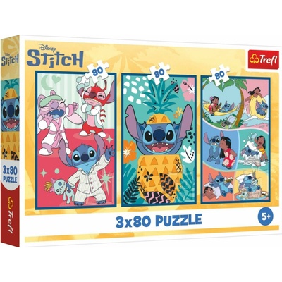Trefl Stitchov svet / Lilo&Stitch 3 x 80 dielov