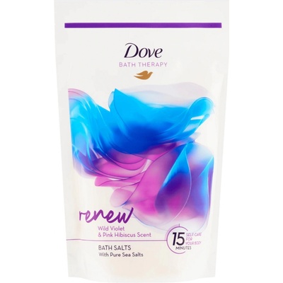 Dove Bath Therapy Renew soľ do kúpeľa Wild Violet & Pink Hibiscus 400 g