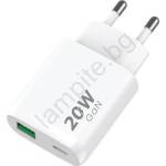 WINNER GROUP-WG - Адаптер за бързо зареждане 1xUSB-C + 1xUSB-A Power Delivery 20W бял (WN0052)