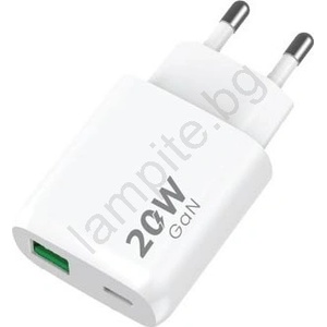 WINNER GROUP-WG - Адаптер за бързо зареждане 1xUSB-C + 1xUSB-A Power Delivery 20W бял (WN0052)
