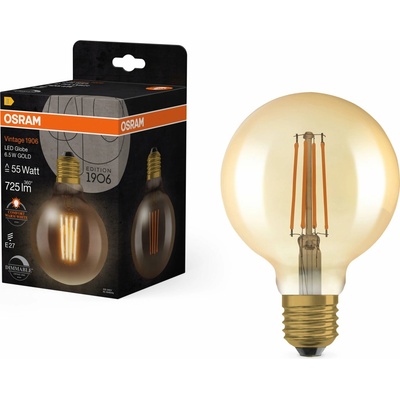 Osram zlatá LED stmievateľná žiarovka E27 6,5 W VINTAGE, teplá biela 4099854132315