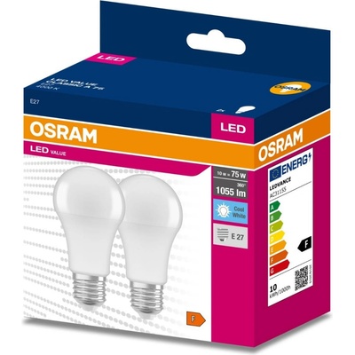 Osram 2PAK LED žárovka LED E27 A60 10W = 75W 1055lm 4000K Neutrální bílá 200° VALUE OSRVALU7427