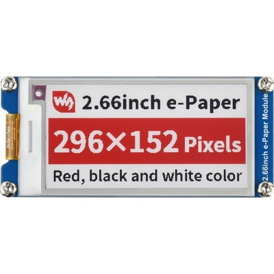 Waveshare 2,66" e-Paper displej, tříbarevný
