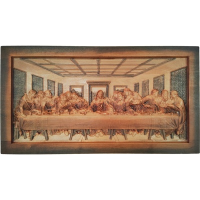 Dřevěný obraz poslední večeře, 72 x 39 cm