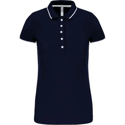 Kariban K252 Dámske kontrastné piqué polo modrá Navy biela červená