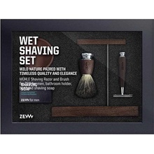 Zew Wet Shaving holiaci strojček + miska na holiace prípravky + kozmetický štetec na holenie + mydlo na holenie 85 ml darčeková sada