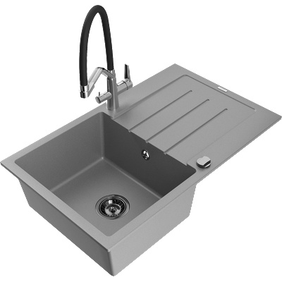Mexen Bruno гранитна мивка с 1 отделение и отцедник, сив - 6513-71-671701-07-B (6513-71-671701-07-B)