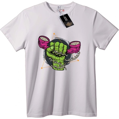 NOONEBRAND Тениска Зелен Юмрук Сила - 6XL, White