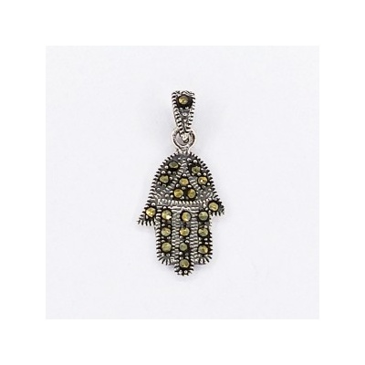 Zlato-Minerály Stříbrný přívěsek markazit ruka Fatimy - hamsa SP05846sd