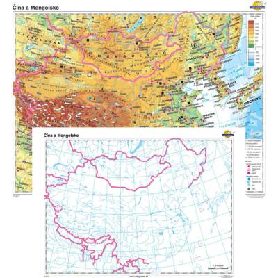 Cartographia Čína a Mongolsko + slepá mapa DUO (160x120 cm)