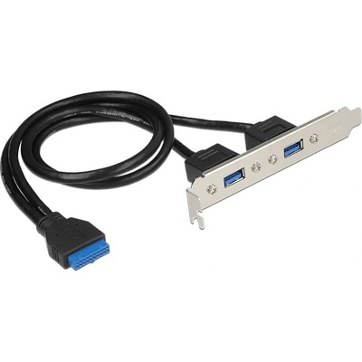 Delock Удължителен кабел, Delock, USB 19 пинов към 2 x USB-A 3.0, 50 см, Черен (delock84836)