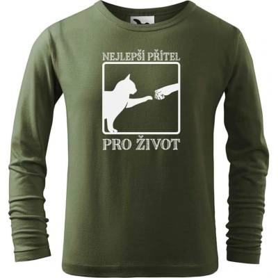 Dobrý triko Dětské bavlněné triko Nejlepší přítel Khaki
