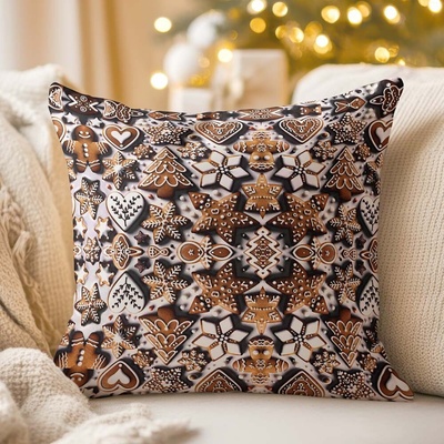 Biante Saténová LUP-501 Vianočné perníčky na sivom 35 x 45 cm