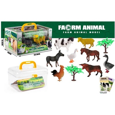 Комплект от 8 бр фермерски животни за игра в куфар