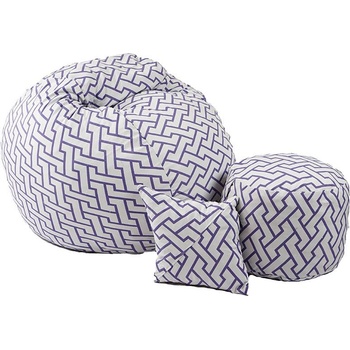 Image 1 of PUFRELAX Комплект Барбарон с табуретка за крака и декоративна възглавница 500л. Matusalem, Zappity Purple, Перящ се калъф, Подходящ за деца, Пълнеж с микс от мемори пяна и дунапрен, Гама Premium (PUF-M-MOP-PT-ZAP)