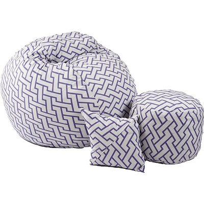 PUFRELAX Комплект Барбарон с табуретка за крака и декоративна възглавница 500л. Matusalem, Zappity Purple, Перящ се калъф, Подходящ за деца, Пълнеж с микс от мемори пяна и дунапрен, Гама Premium (PUF-M-MOP-PT-ZAP)