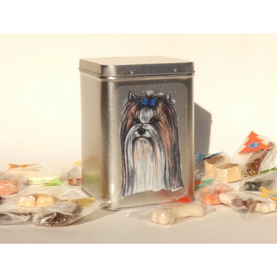 Kerásek Adventní kalendář se sušenkami pro psy v dóze s biewer jorkšírem 24 ks pamlsků 330g