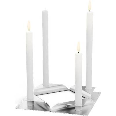 Höfats Square Candle, designový svícen - stříbrný, set 4ks -