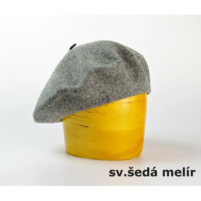 vlněný baret jednobarevný 10 5´ sv. šedý melír