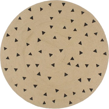 vidaXL Ръчно тъкан килим от юта, принт на триъгълници, 90 см (133689)