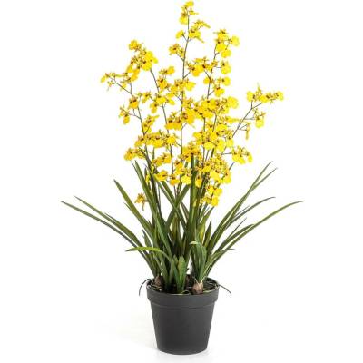 Luxusní umělá Orchidej Oncidium žlutá, 100cm