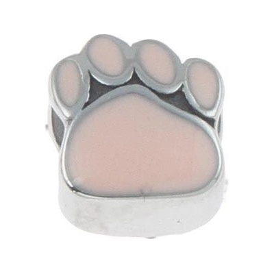 Šperky4U Navlékací ocelový přívěšek korálek tlapka růžová K0066-P