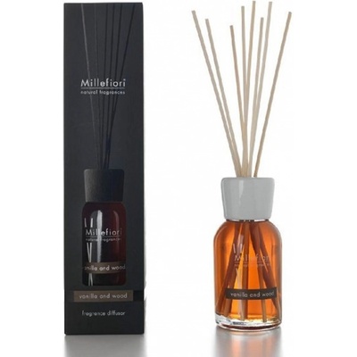 Millefiori Natural Vanilla & Wood Vanilka a dřevo Difuzér 100 ml + 7 stébel v délce 25 cm