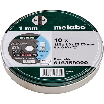 Metabo Rezných kotúčov 125 x 1,0 x 22,23 mm TF41, 616359000 10 ks