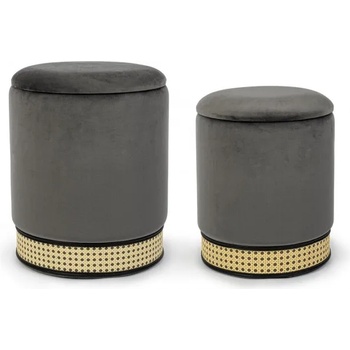 Bizzotto МИЛЕНА ТЪМНОСИВ КОМПЛЕКТ 2 ПУФА СЪС СЪХРАНЕНИЕ (0720694)