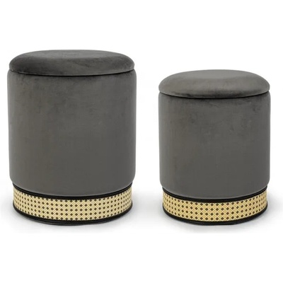 Bizzotto МИЛЕНА ТЪМНОСИВ КОМПЛЕКТ 2 ПУФА СЪС СЪХРАНЕНИЕ (0720694)