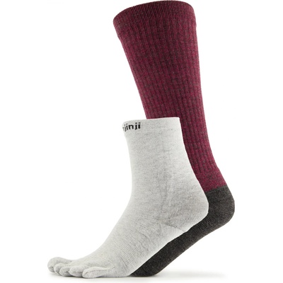 Injinji Дамски туристически чорапи Injinji Women's Liner/Hiker Crew Coolmax/Nuwool Walking socks - Maroon / Gray - размер 40, 5-44, 5 (EU) (201-6542-0112)