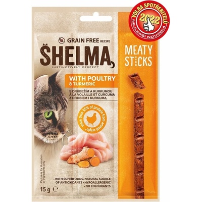 Shelma Sticks s drůbežím a kurkumou GF 15 g