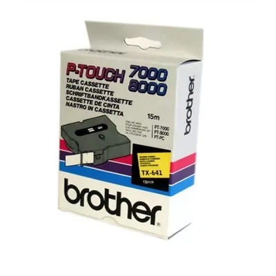 Brother Ламинирана лента Original Brother Black on Yellow TX641 за D400|D450|E300|H300|18R|300|310|320|340|1300|1700|1750|1760|1800|1810 (TX641)
