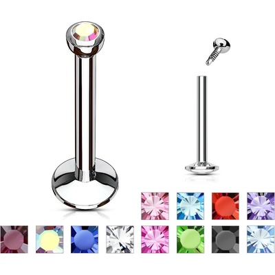 Šperky eshop piercing do brady labret s malým zirkonkem C1.6 fialová A