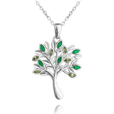 Minet Stříbrný strom života s zelenými zirkony JMAS5061ZN45
