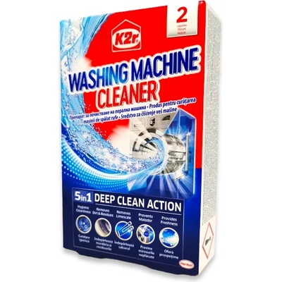 K2R препарат за почистване на пералня машина, Cleaner 5in1, 2х75гр